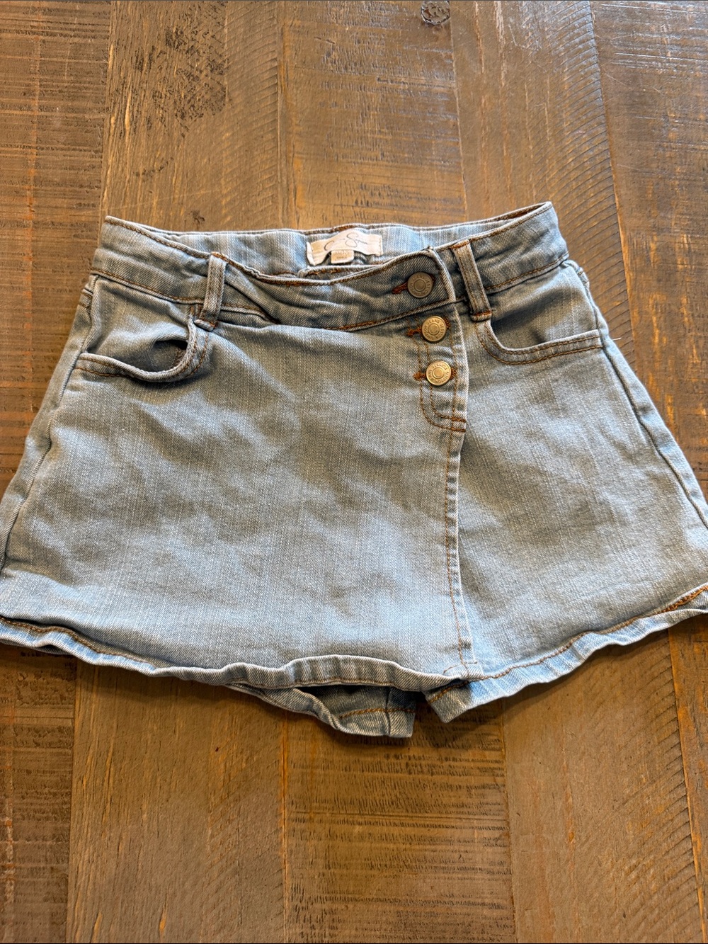Jessica Simpson Light Blue Denim Skort with Side Button Detail